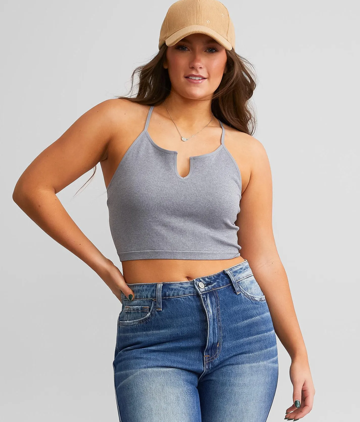 Tops | Freshwear Ribbed Stretch Brami Heather Grey