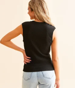 Tops | BKE core Ribbed Tank Top Black