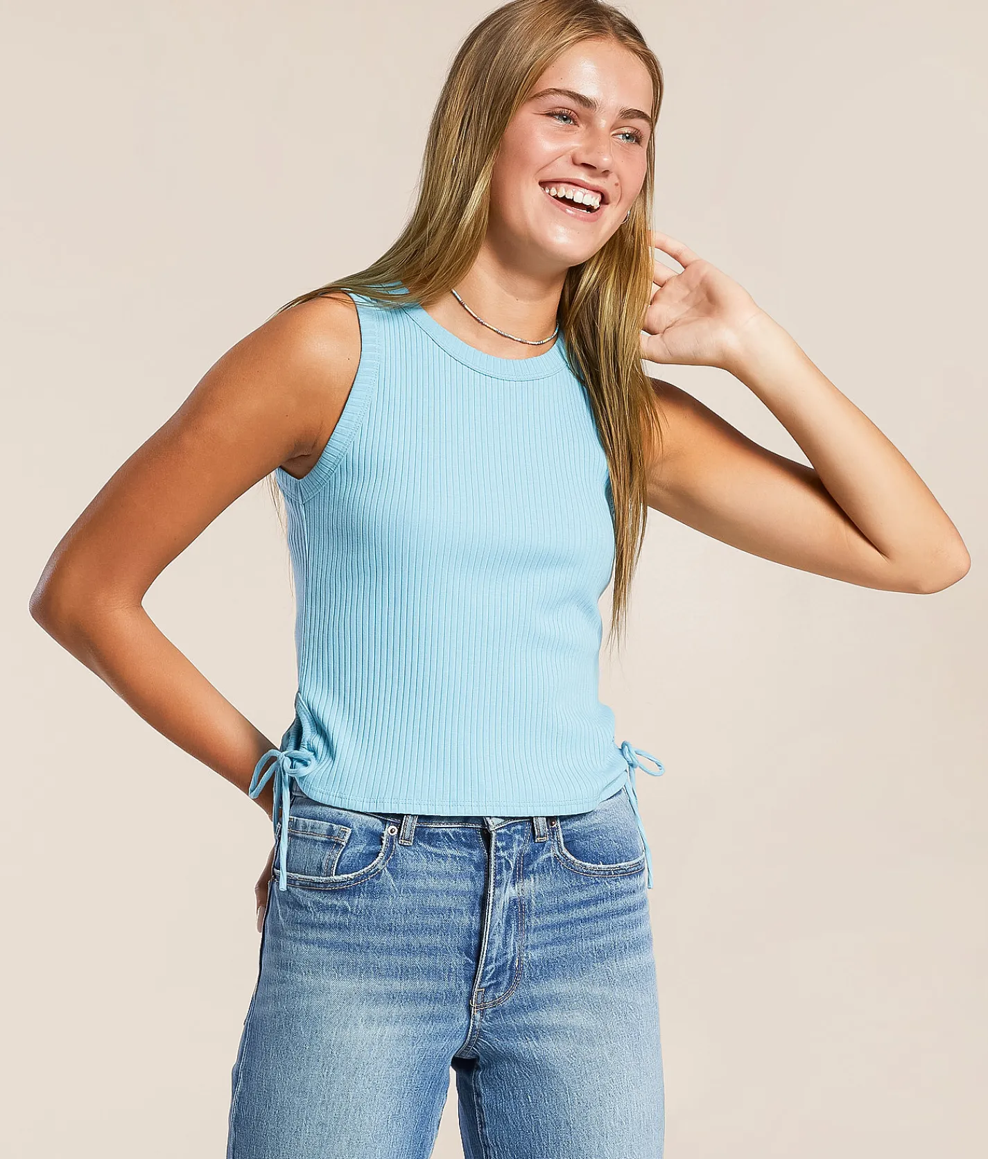 Tops | FITZ + EDDI Ribbed Tank Top Air Blue