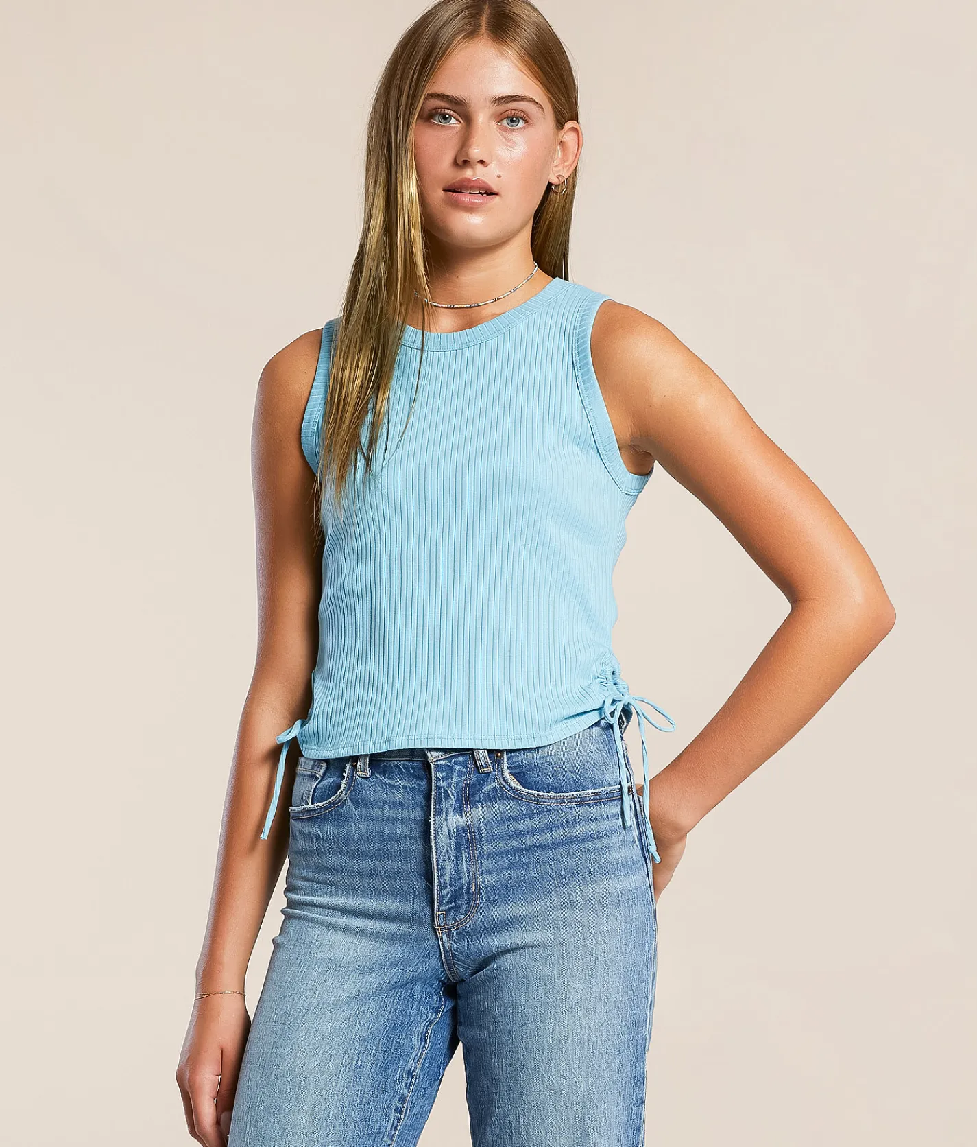 Tops | FITZ + EDDI Ribbed Tank Top Air Blue