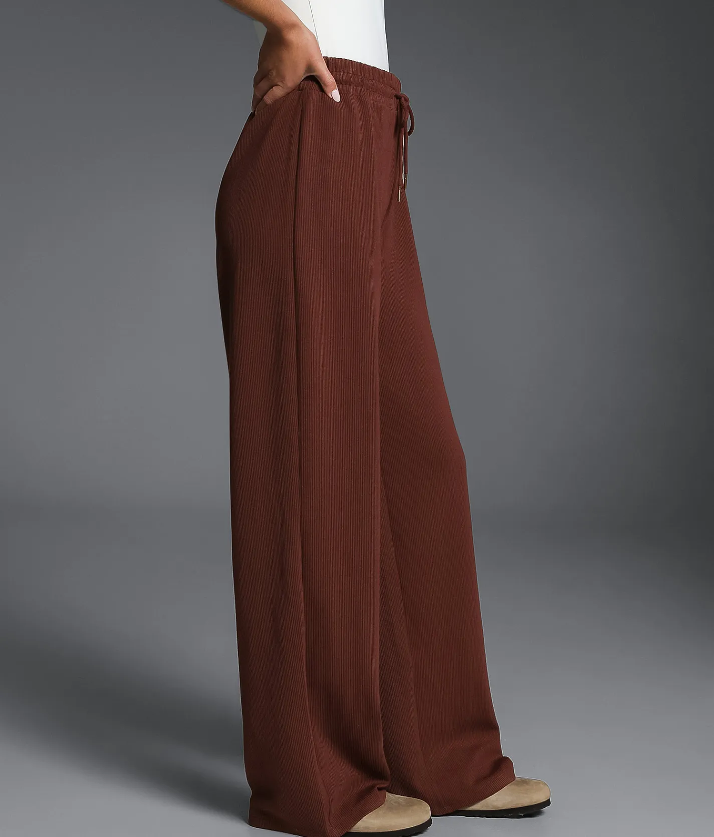 Bottoms | Buckle Black Ribbed Wide Leg Pant Andorra
