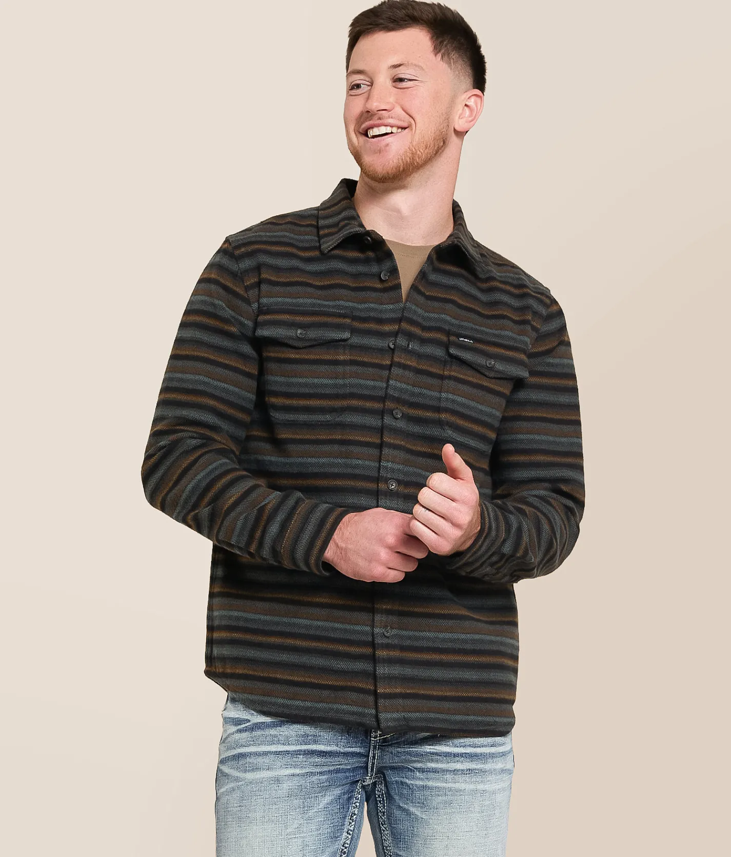 Tops | O'Neill Richmond Striped Flannel Shirt Graphite