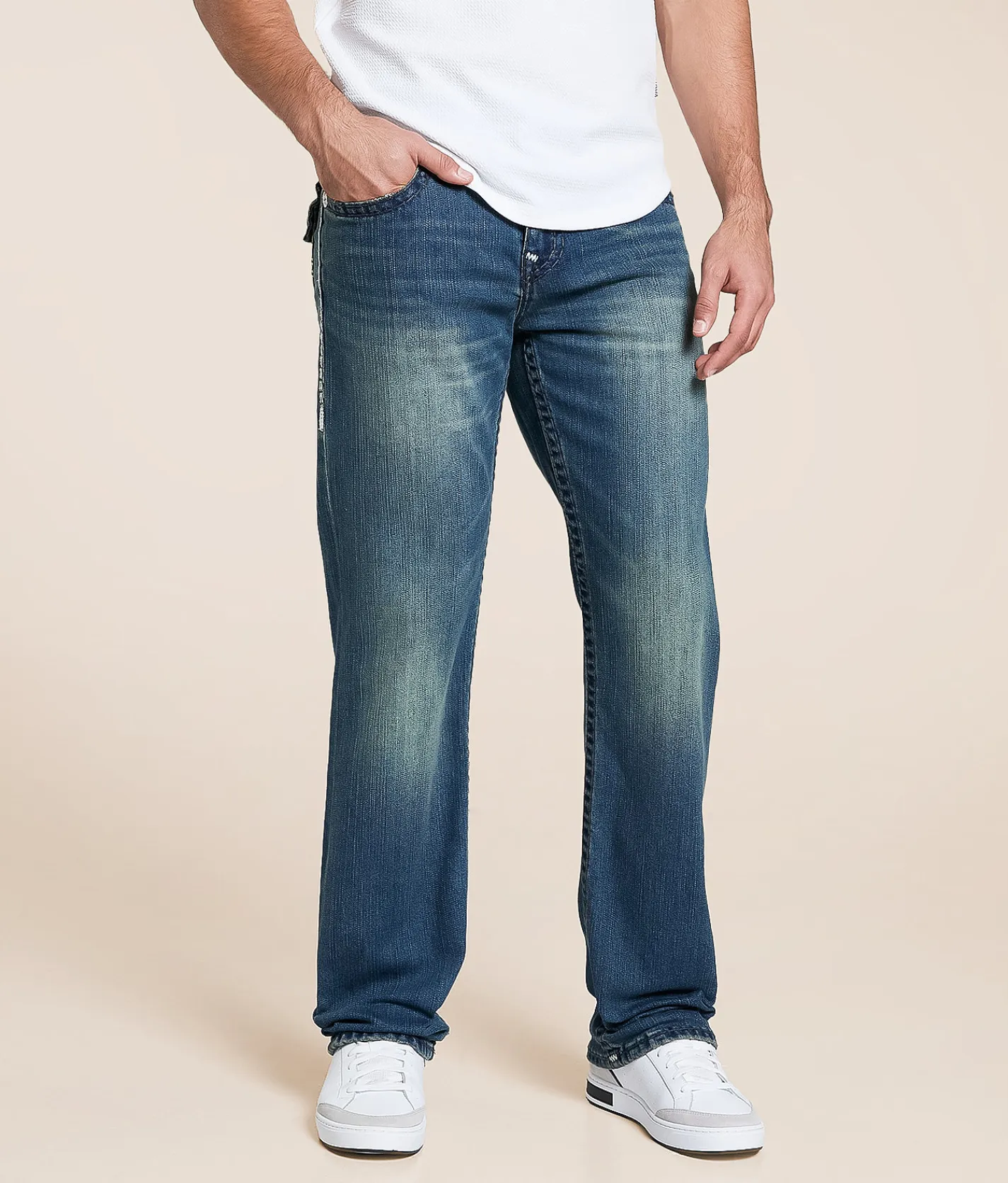 True Religion Ricky Relaxed Straight Stretch Jean Gotham Grind Dark Wash Clearance