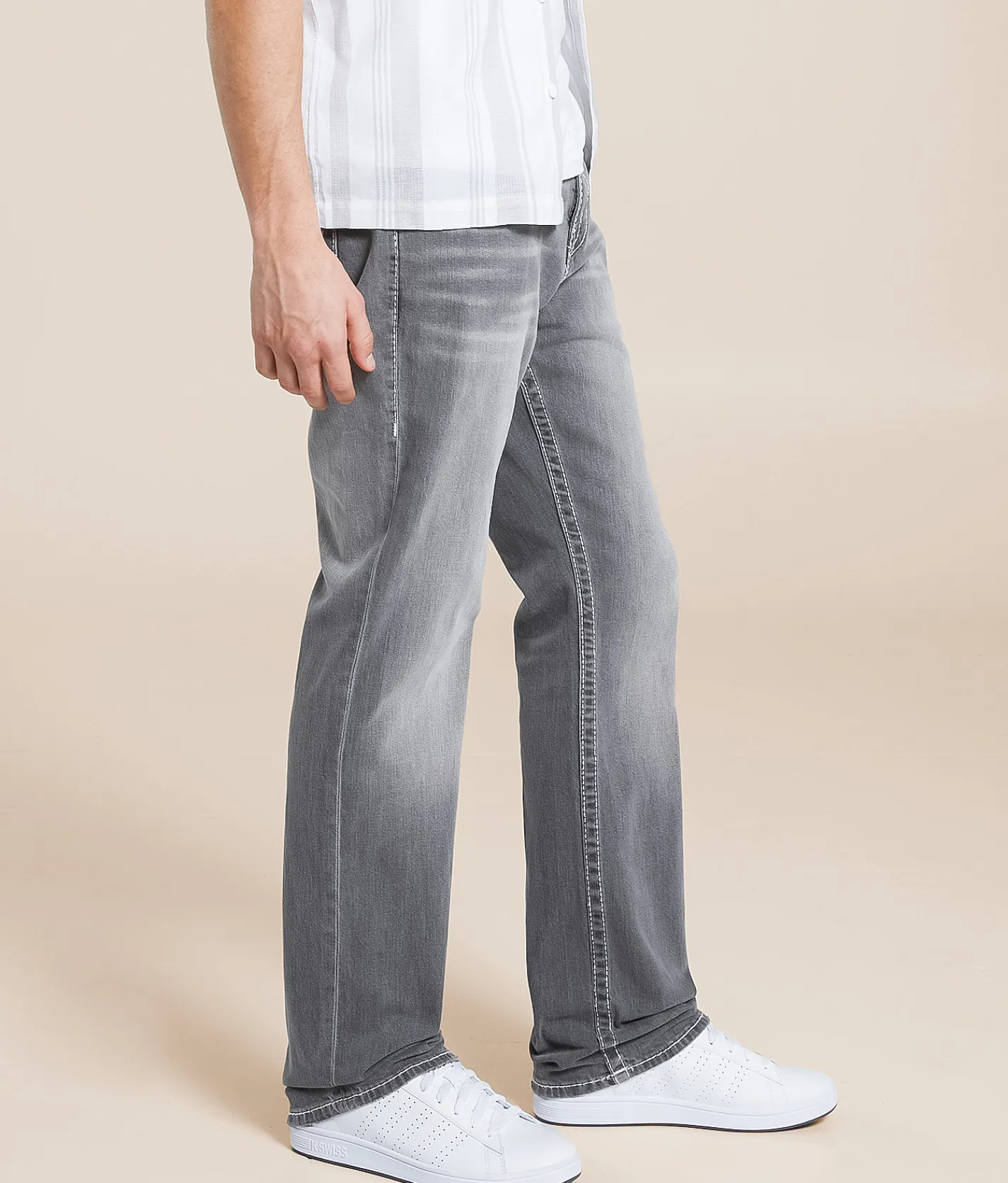 Bottoms | True Religion Ricky Relaxed Straight Stretch Jean Chalk Grey Wash