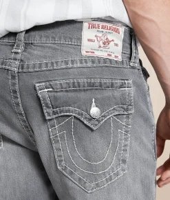 True Religion Ricky Relaxed Straight Stretch Jean Chalk Grey Wash Clearance