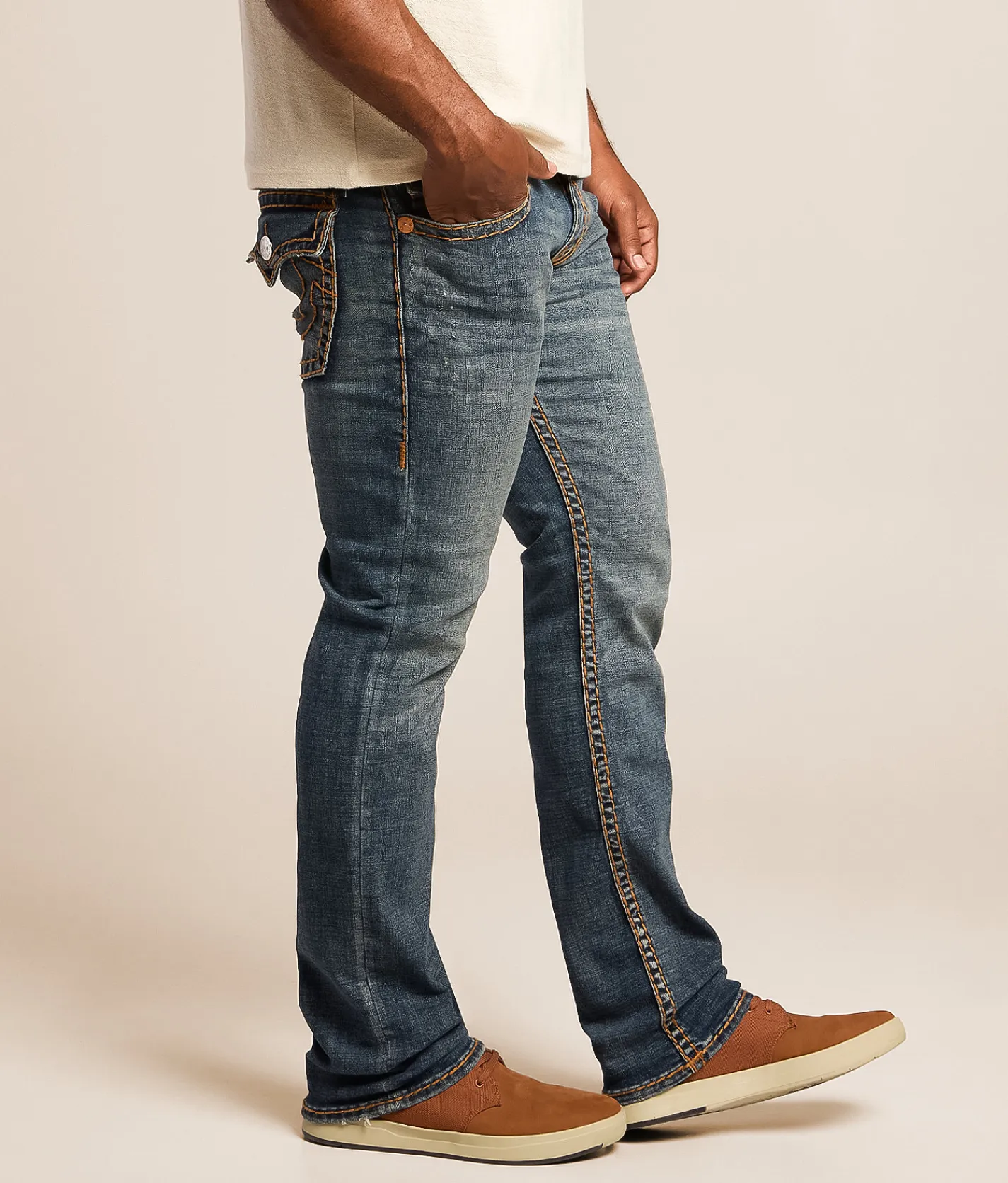 Bottoms|Jeans | True Religion Ricky Relaxed Straight Stretch Jean Sideline Raw Dark