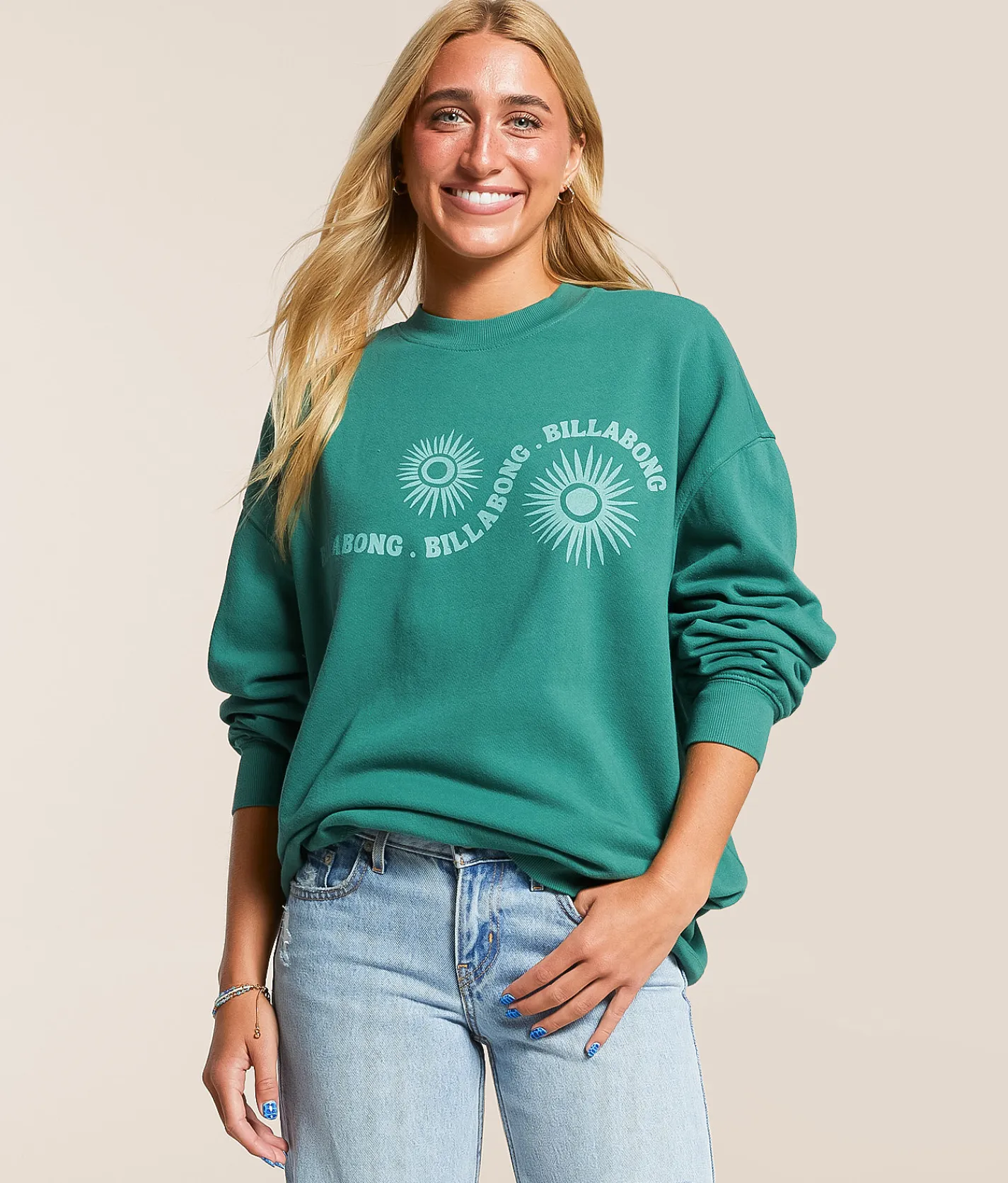 Tops | Billabong Ride In Oversized Pullover Evergreen