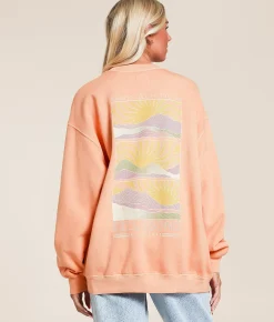 Billabong Ride In Oversized Pullover Peach Out Outlet