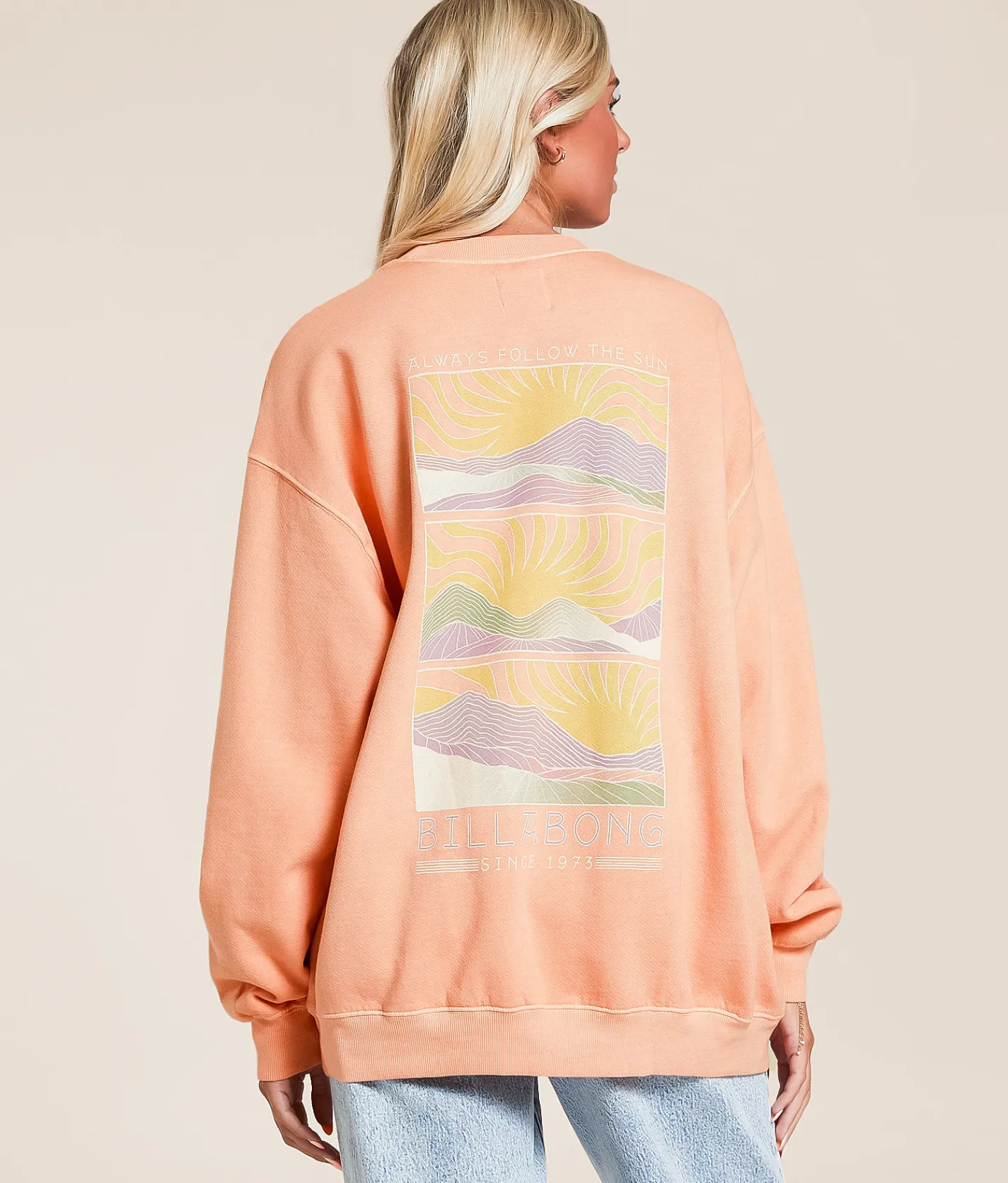 Billabong Ride In Oversized Pullover Peach Out Outlet