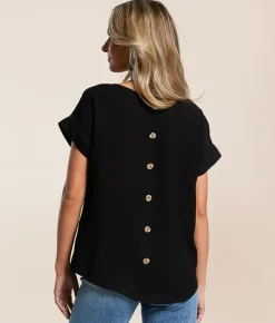 Tops | Blu Pepper Rik Rak Trim Top Black