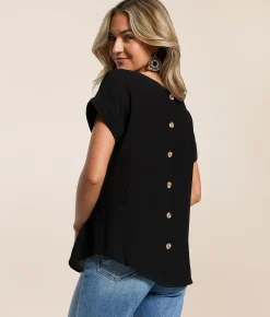 Tops | Blu Pepper Rik Rak Trim Top Black