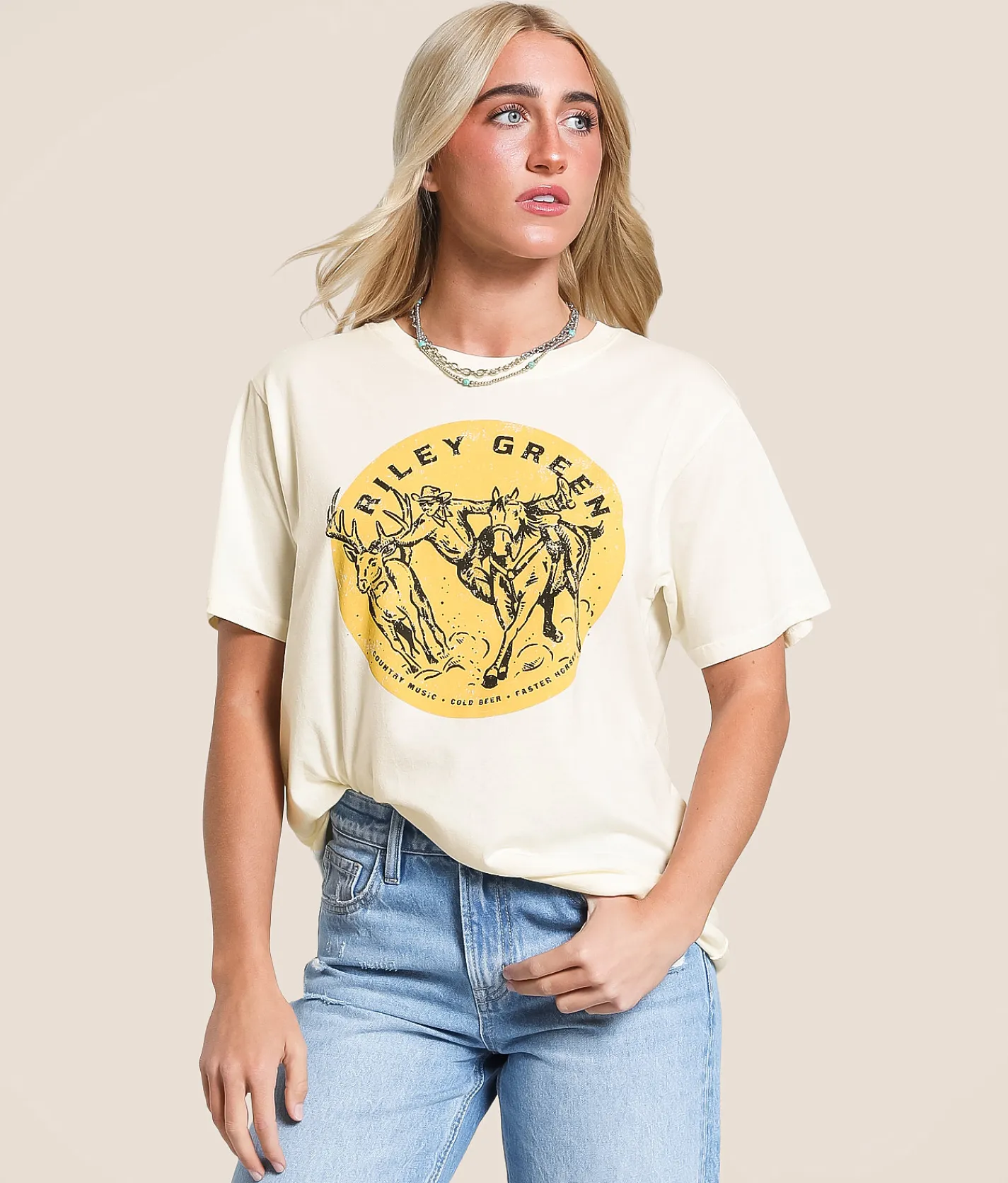 Life Clothing Riley Green Band T-Shirt Off White Online