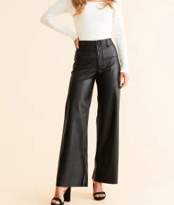 Bottoms | Z Supply Rilynn Faux Leather Straight Pant Black
