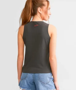 Affliction Ring Of Fire Cinch Tie Tank Top Dk Charcoal Pigment Dye Hot