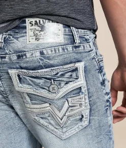 Salvage Riot Taper Stretch Jean Black Hole Outlet
