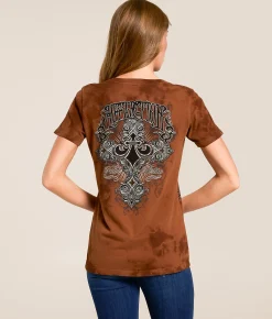 Tops | Affliction Rite Of Virtue T-Shirt Caramel Cafe Crystal Wash
