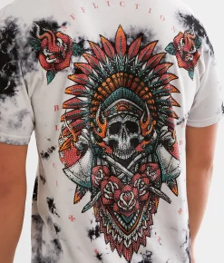 Affliction Ritual Fire T-Shirt White Black Crystal Wash Discount
