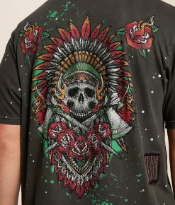 Tops|Graphic T-Shirts | Affliction Ritual Fire T-Shirt Vintage Black Pigment Dye
