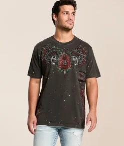 Tops|Graphic T-Shirts | Affliction Ritual Fire T-Shirt Vintage Black Pigment Dye