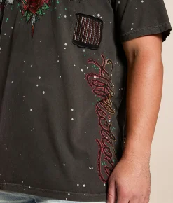 Tops|Graphic T-Shirts | Affliction Ritual Fire T-Shirt Vintage Black Pigment Dye