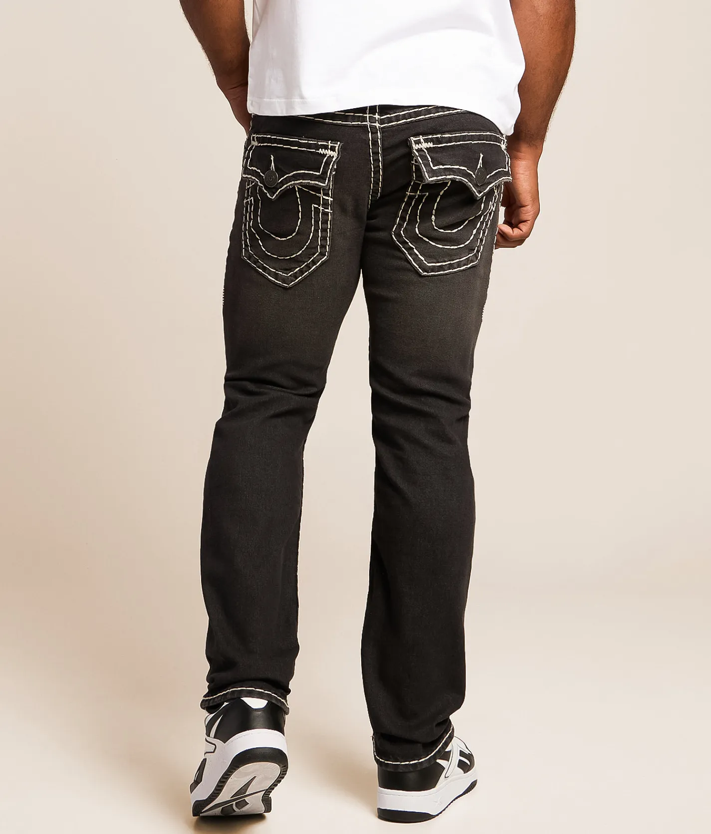 True Religion Rocco Relaxed Skinny Stretch Jean Smog Overdye Black New