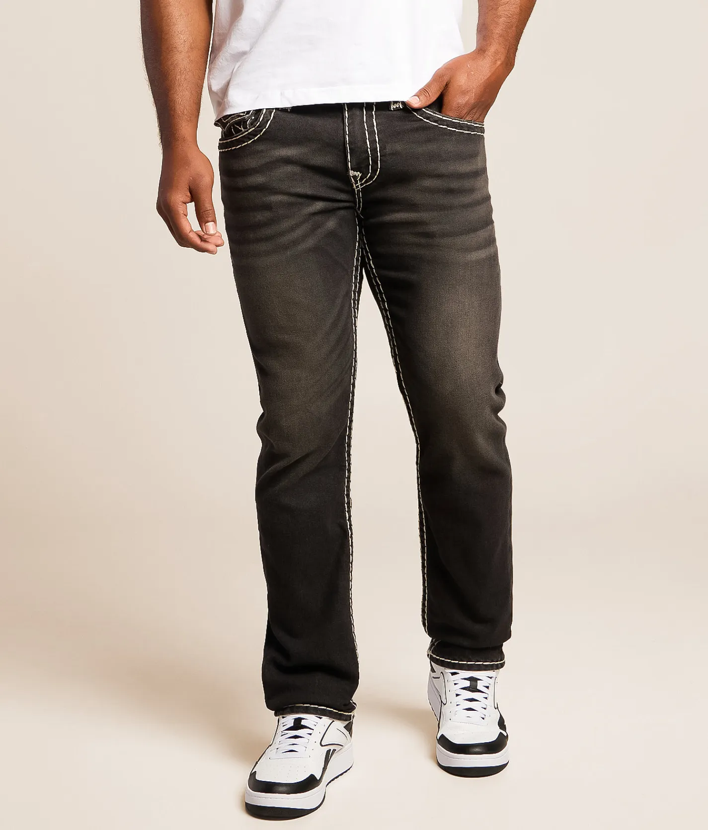 True Religion Rocco Relaxed Skinny Stretch Jean Smog Overdye Black New