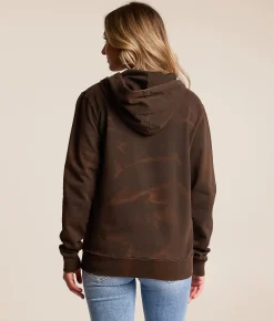 Tops | Affliction Rock & Rodeo Rhinestone Lace-Up Hoodie Chocolate Brown Lava Wash