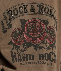 Tops | Modish Rebel Rock & Roll Hard Rock Oversized Pullover Washed Brown