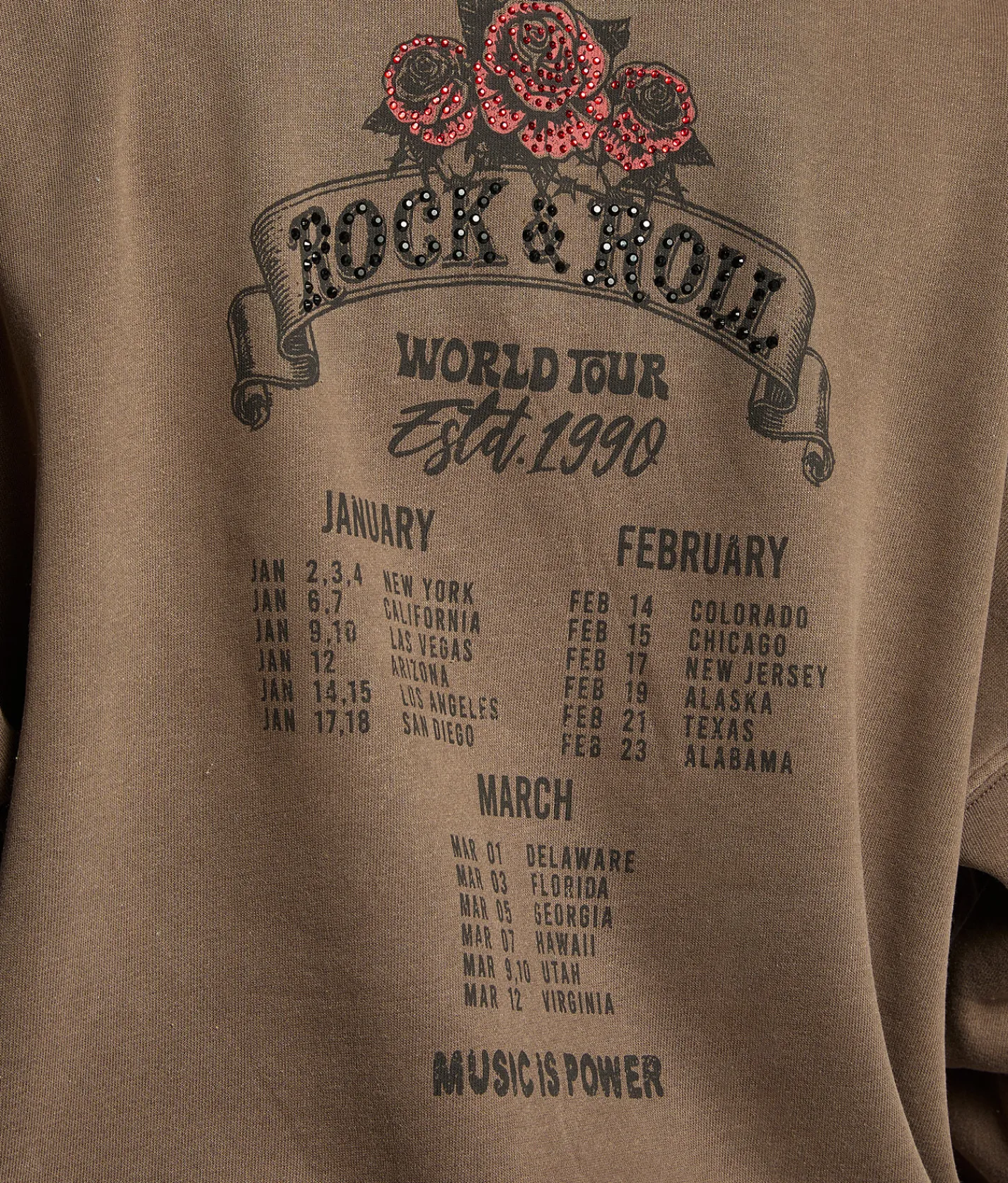 Tops | Modish Rebel Rock & Roll Hard Rock Oversized Pullover Washed Brown