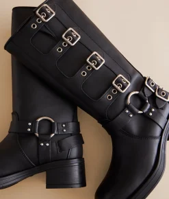 Shoes | Steve Madden Rocky Stomper Moto Leather Lug Boot Black