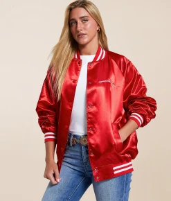 Tops|Coats & Jackets | Z Supply Rodeo Days Satin Retro Jacket Racing Red