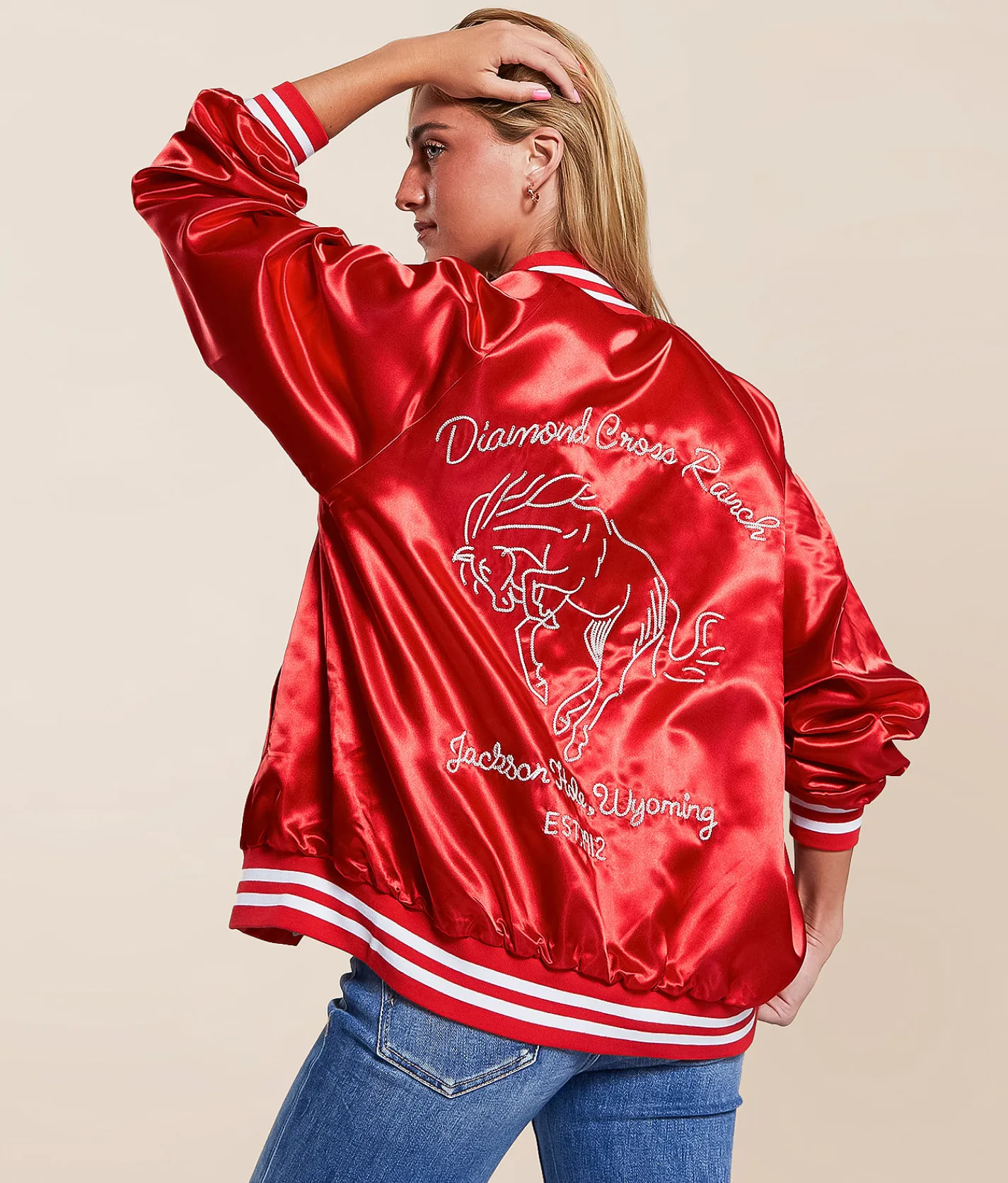 Tops|Coats & Jackets | Z Supply Rodeo Days Satin Retro Jacket Racing Red