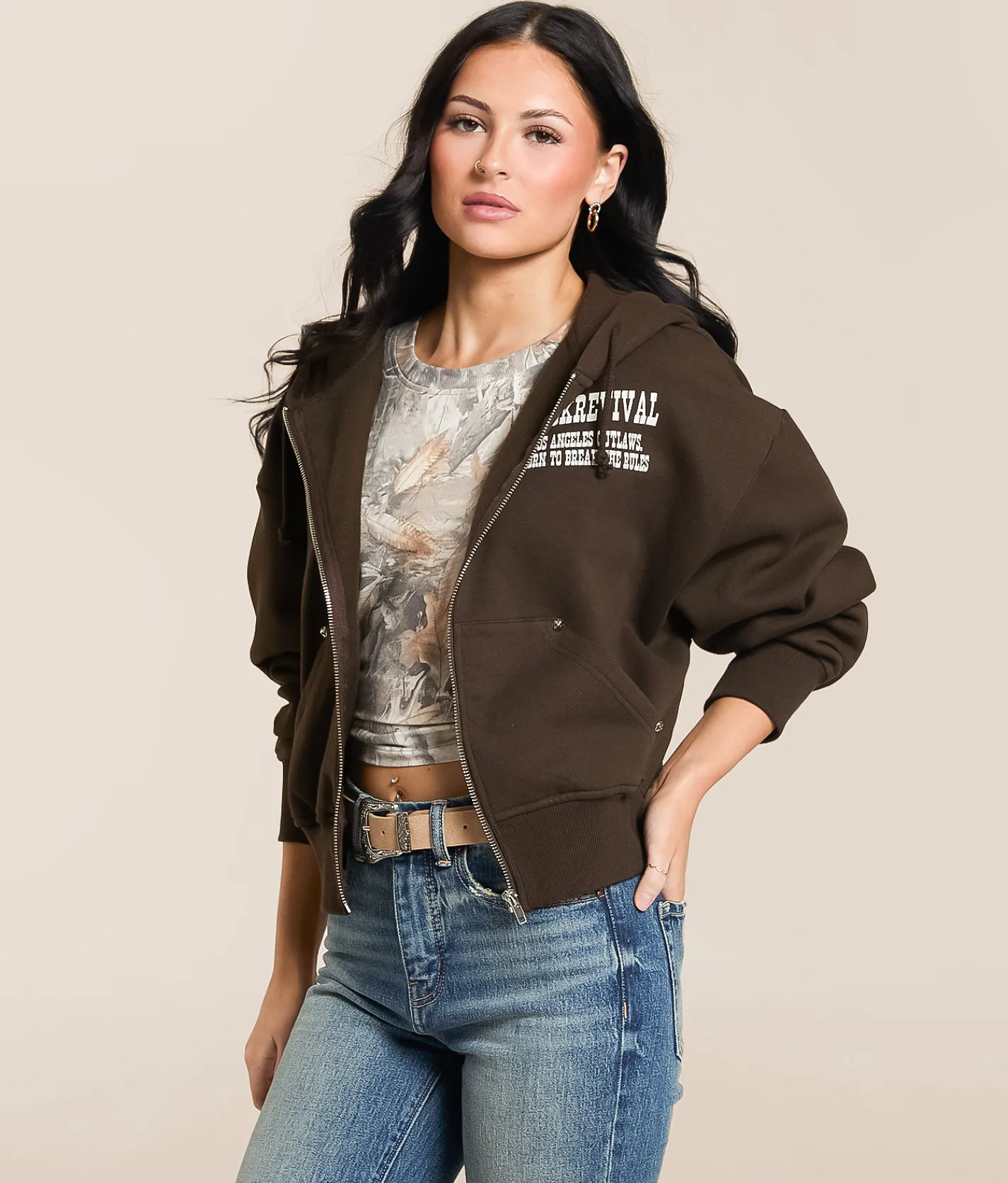 Rock Revival Rodeo Hoodie Brown Online