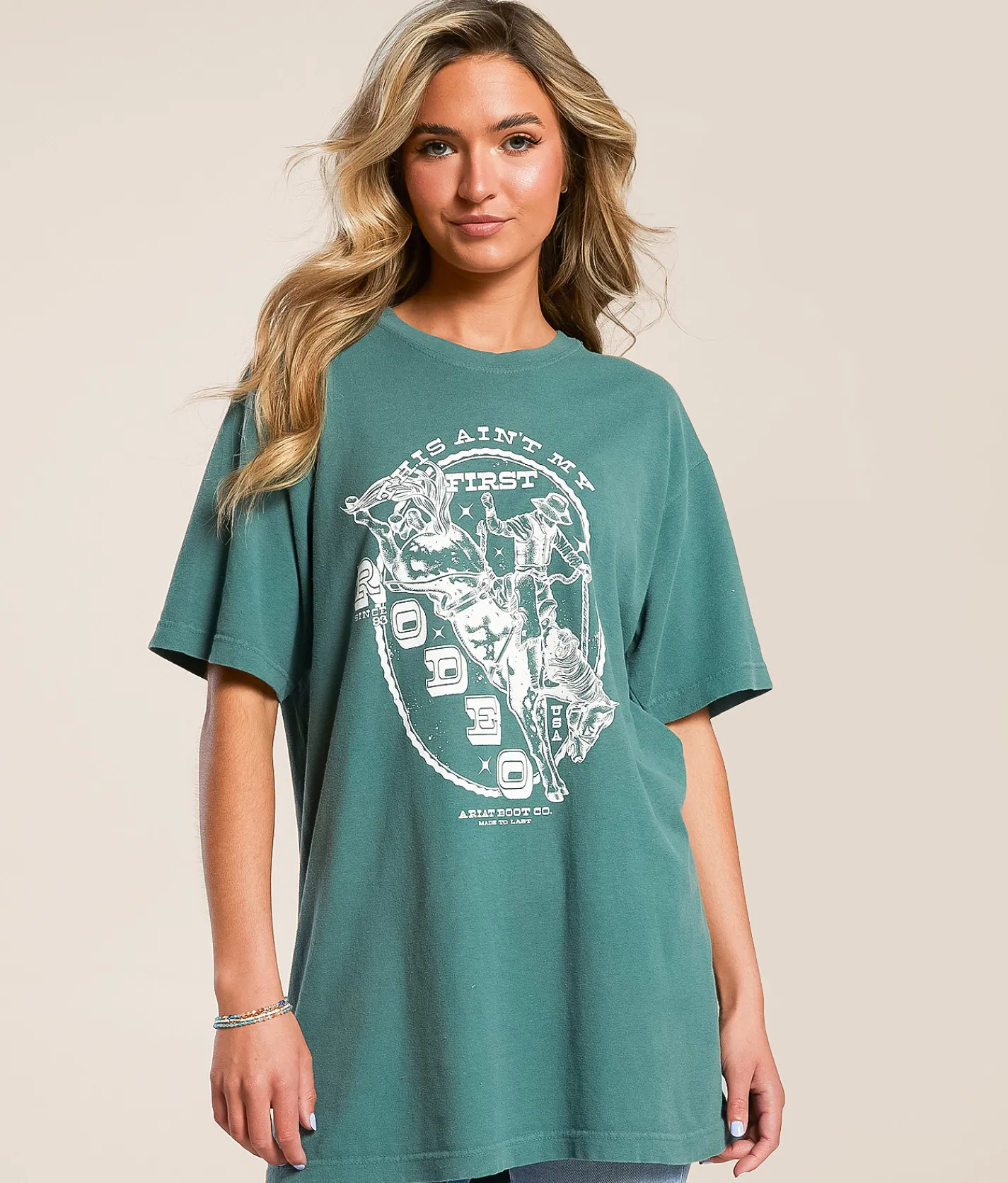 Tops | Ariat Rodeo T-Shirt Blue Spruce
