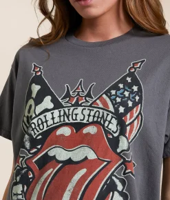 Tops | Junkfood Rolling Stones Tattoo Tour Band T-Shirt Charcoal Grey