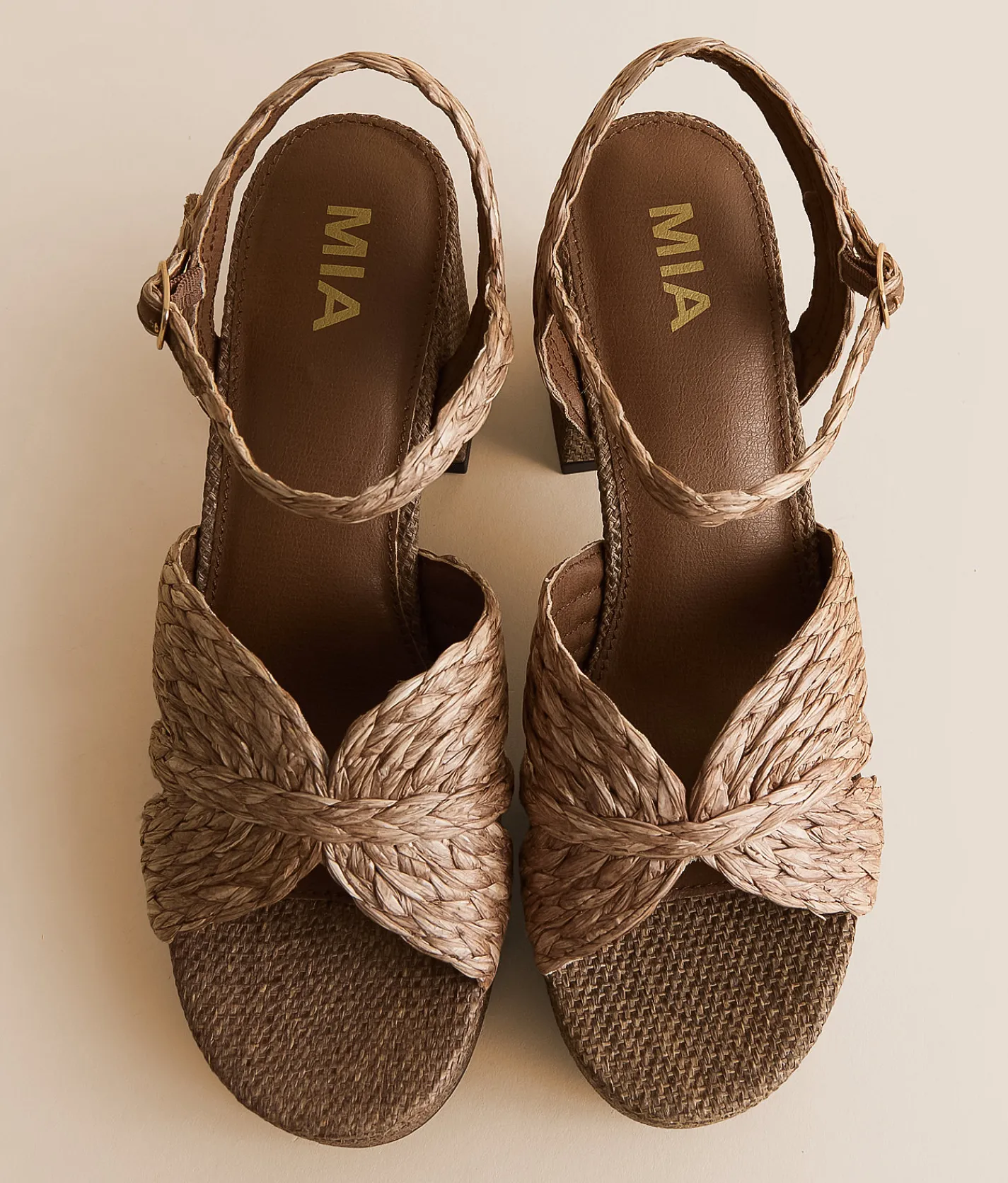 Mia Romani Raffia Heeled Sandal Brown Online