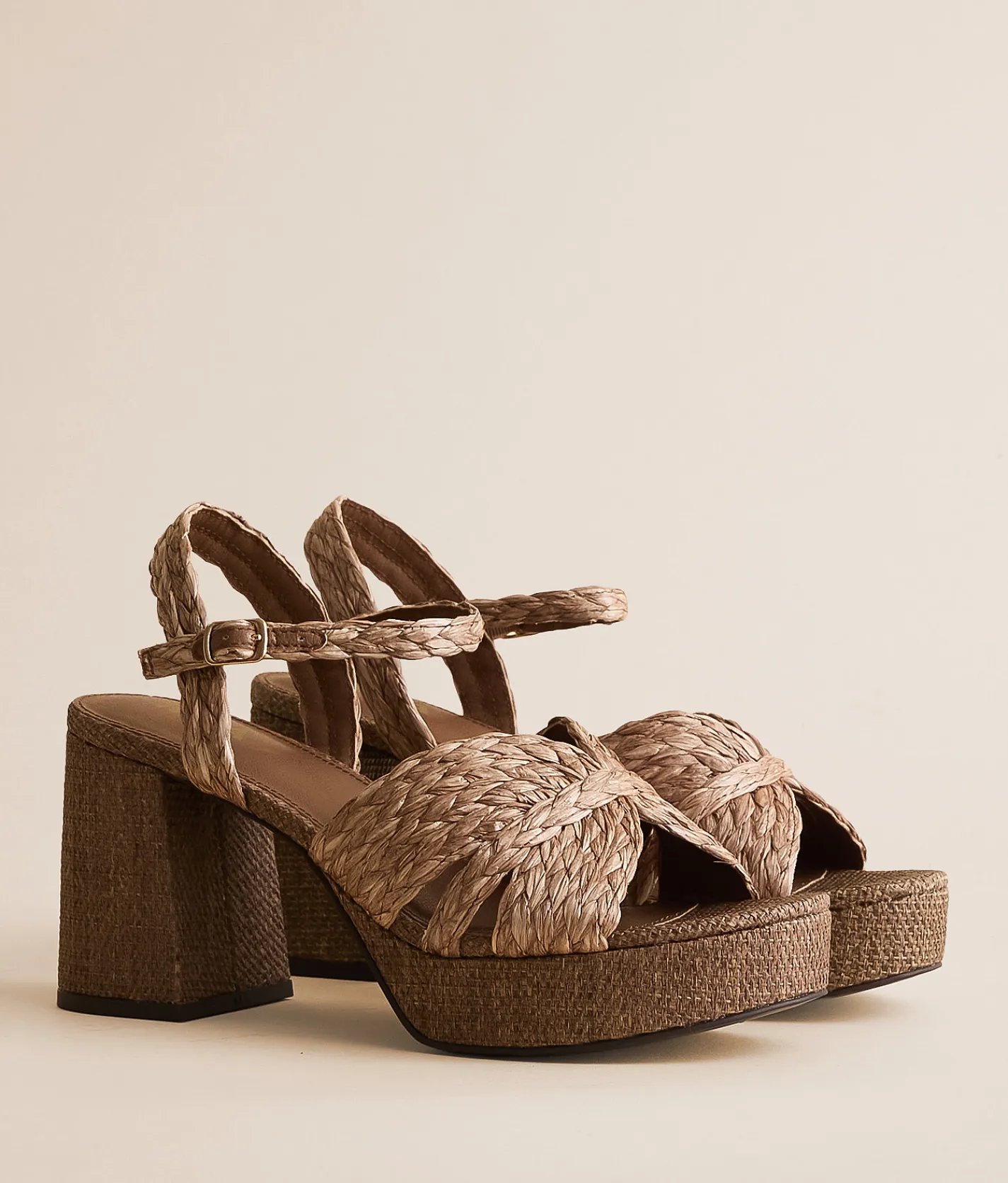 Mia Romani Raffia Heeled Sandal Brown Online