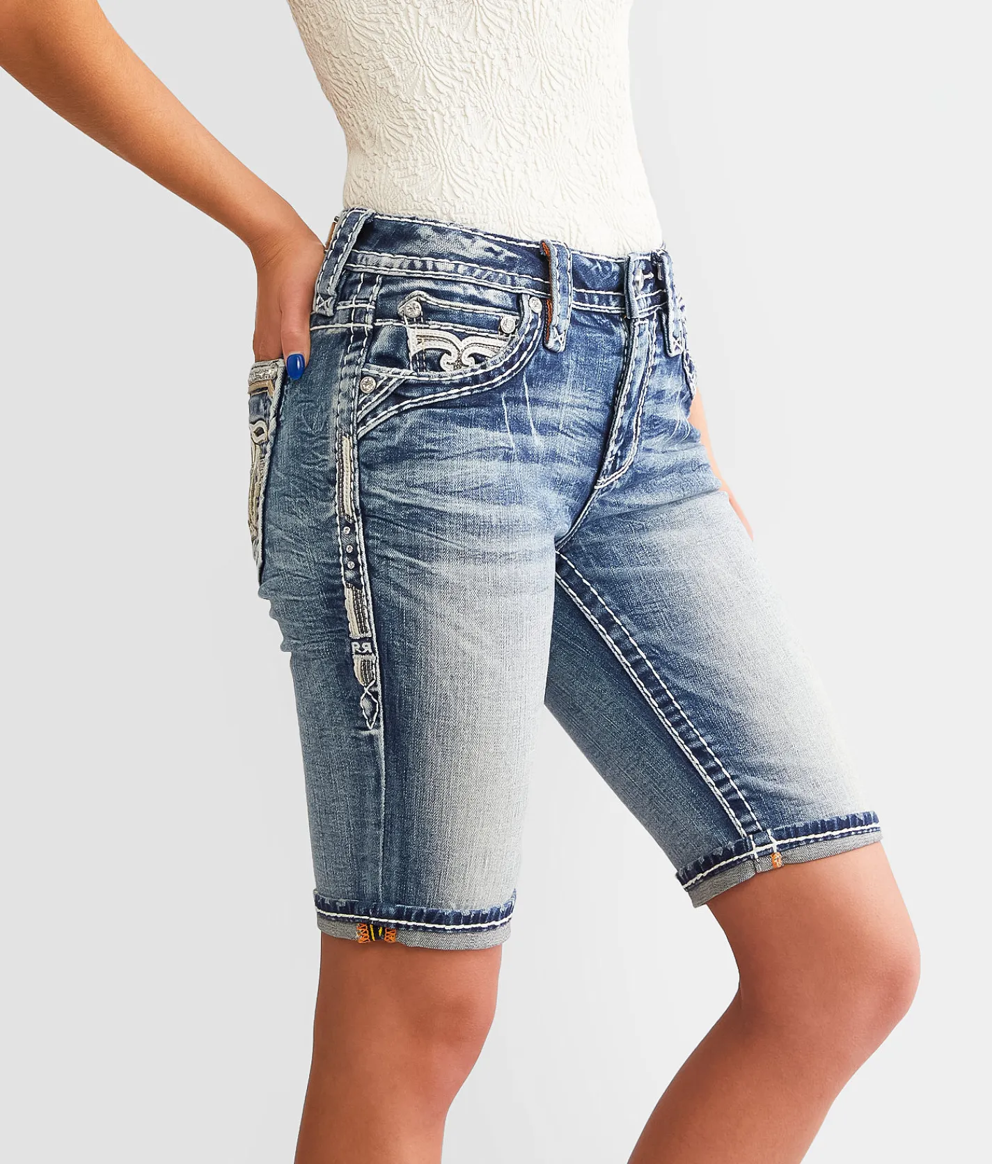 Rock Revival Rosalie Mid-Rise Bermuda Stretch Short Rosalie MU205 Online