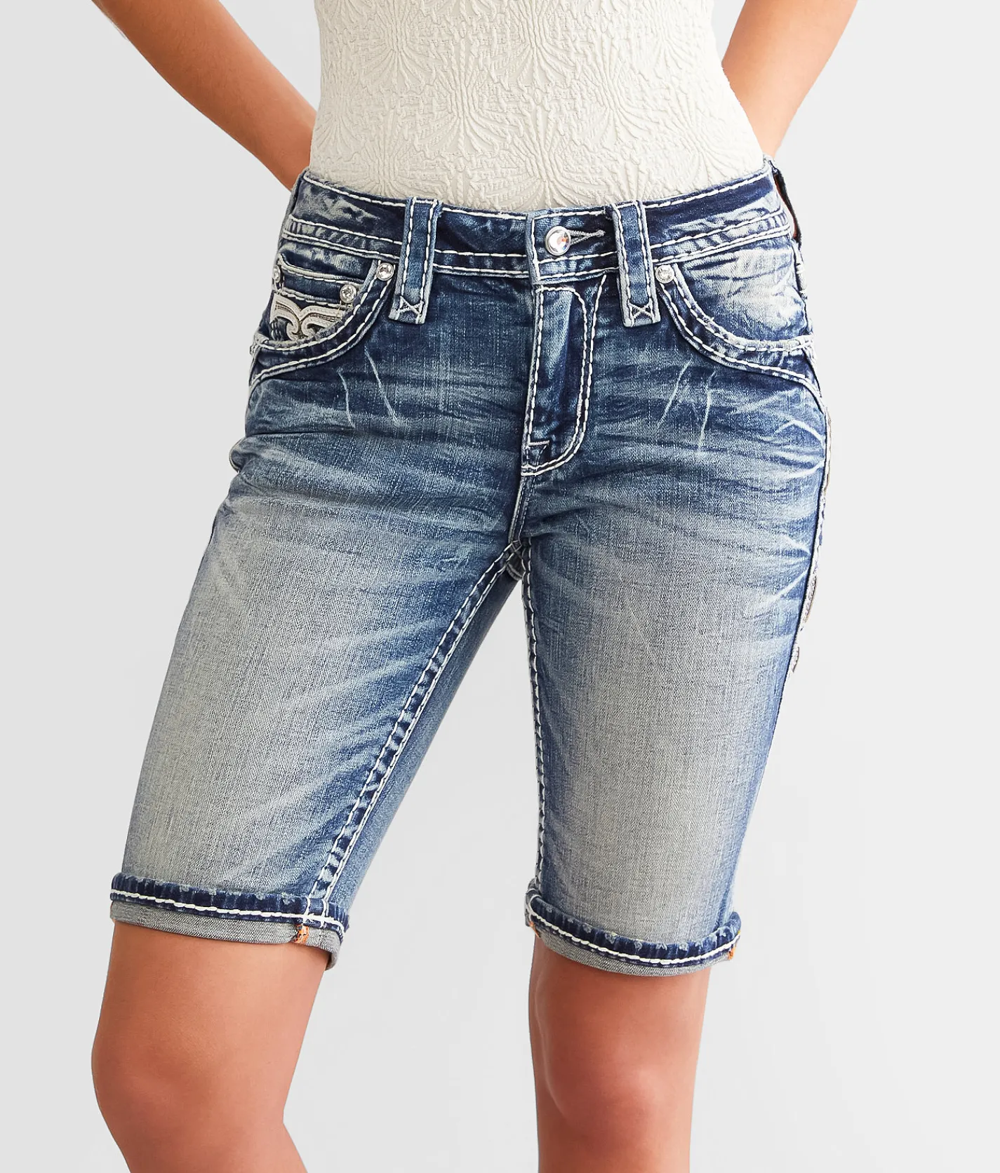 Rock Revival Rosalie Mid-Rise Bermuda Stretch Short Rosalie MU205 Online