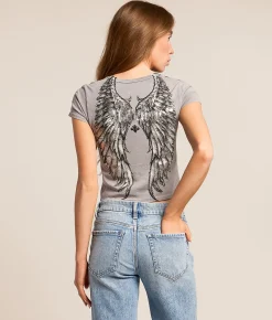 Affliction Rosary Of Life Cropped T-Shirt Silver Lava Wash Hot