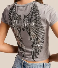 Affliction Rosary Of Life Cropped T-Shirt Silver Lava Wash Hot