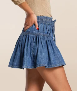 Bottoms | Free People Roselle Denim Mini Skirt High Tide