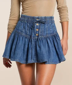 Bottoms | Free People Roselle Denim Mini Skirt High Tide