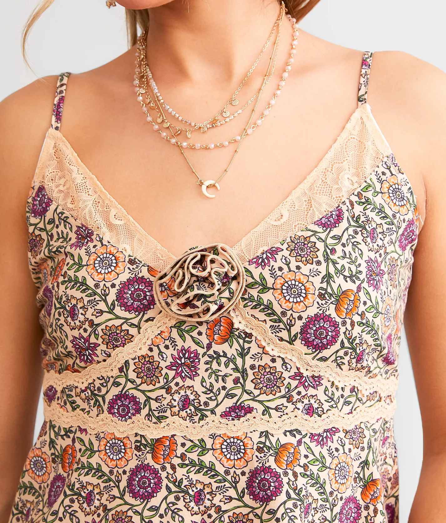 Tops | Gimmicks Rosette Lace Tank Top Multi