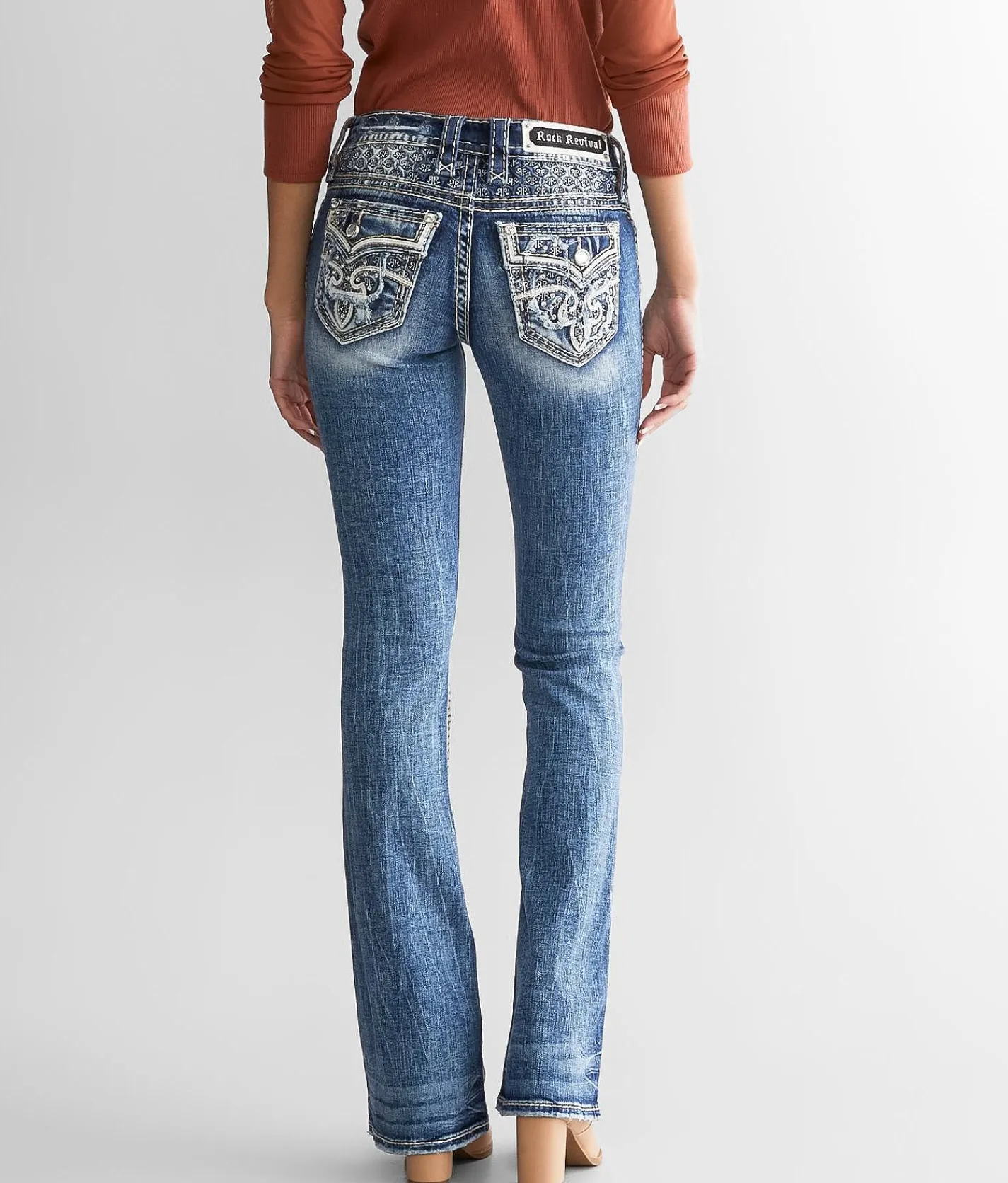 Rock Revival Rosewood Low Rise Boot Stretch Jean Rosewood B211 Outlet