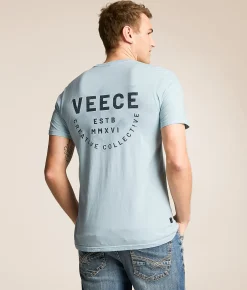 Tops|Graphic T-Shirts | Veece Rough Stamp T-Shirt Pale Blue