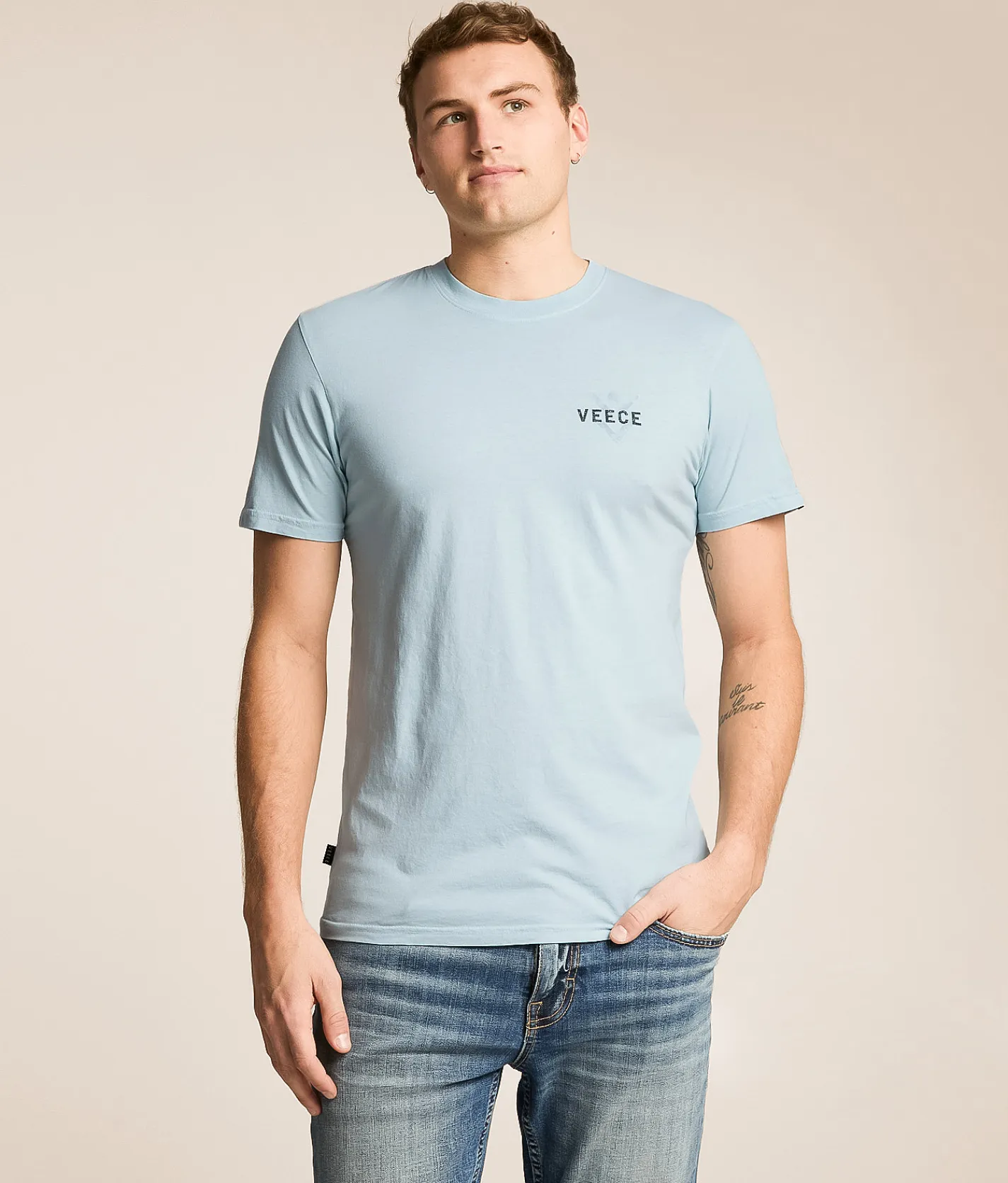 Tops|Graphic T-Shirts | Veece Rough Stamp T-Shirt Pale Blue