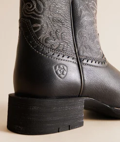 Ariat Round Up Remuda Leather Western Boot Black Deertan Hot