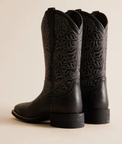 Ariat Round Up Remuda Leather Western Boot Black Deertan Hot