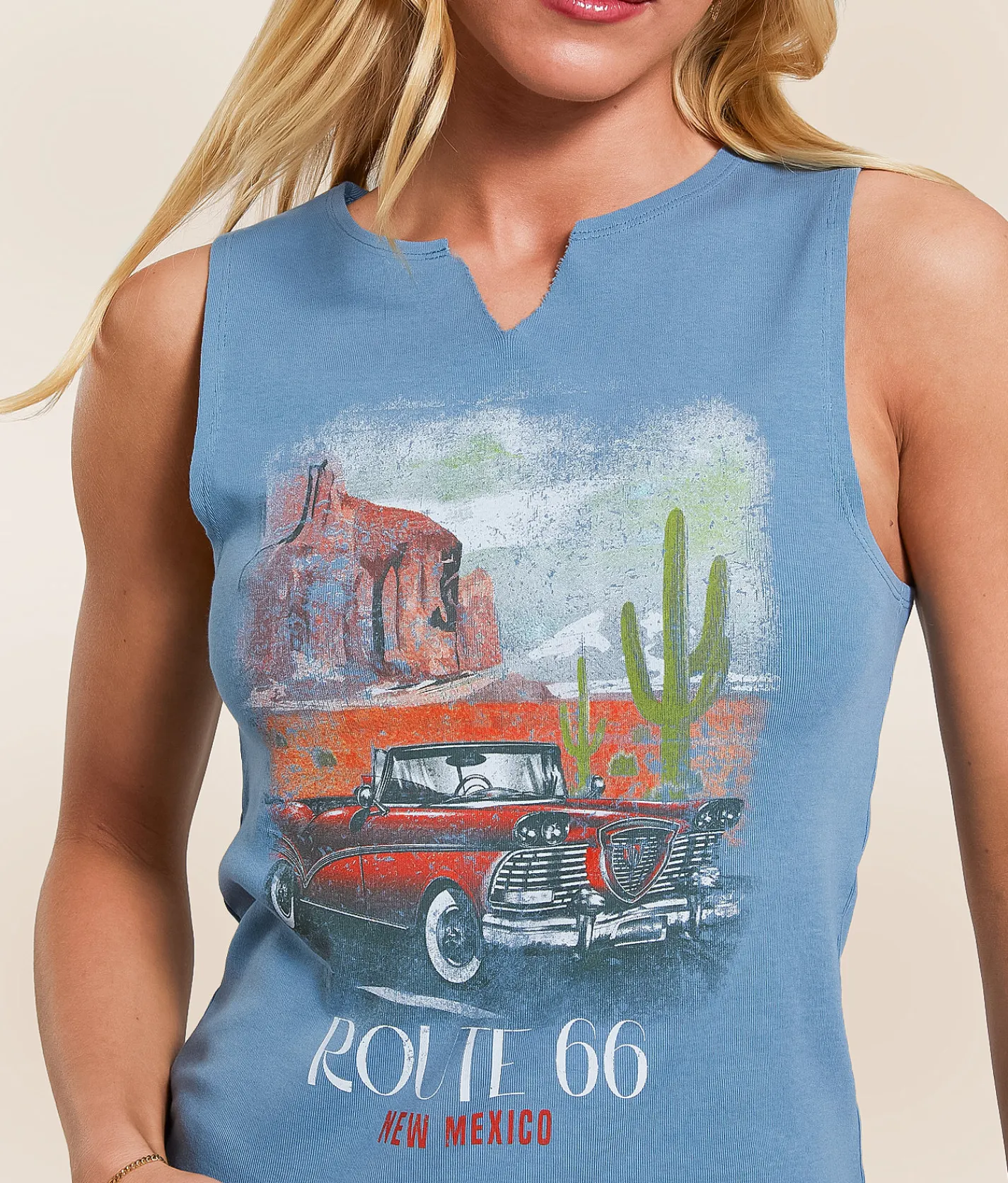 Modish Rebel Route 66 Tank Top Aegean Blue